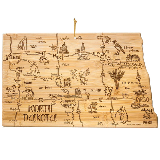 Destination North Dakota Cutting Board, 9-3/4" x 16" banner