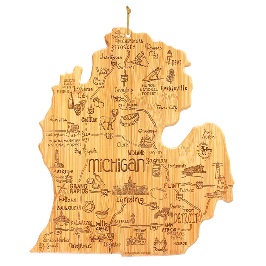 Destination Michigan Mitten Cutting Board, 13-1/4" x 11-3/4" banner