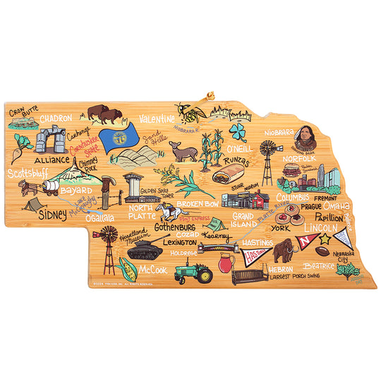 Nebraska Cutting Board with Artwork by Fish Kiss™ banner