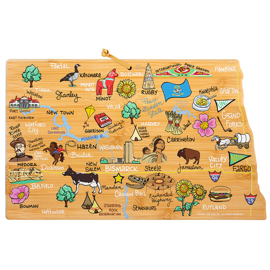 North Dakota Cutting Board with Artwork by Fish Kiss™ banner