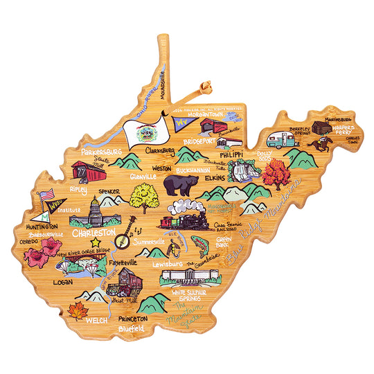 West Virginia Cutting Board with Artwork by Fish Kiss™ banner