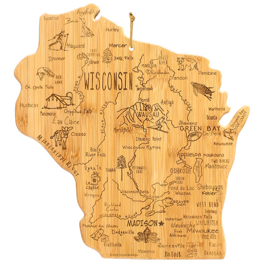 Destination Wisconsin Cutting Board, 12" x 13" banner