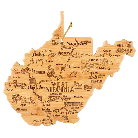 Destination West Virginia Cutting Board, 13-1/2" x 11-3/4" banner