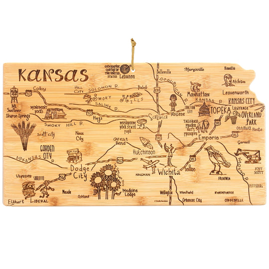Destination Kansas Cutting Board, 16-3/4" x 9-1/4" banner