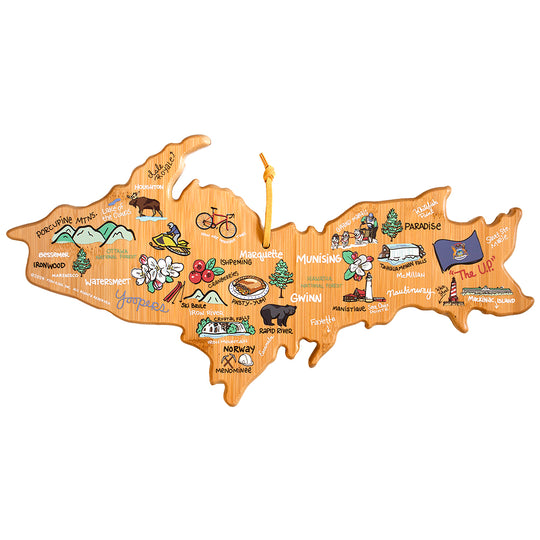 Michigan Upper Peninsula Cutting Board with Artwork by Fish Kiss™ banner