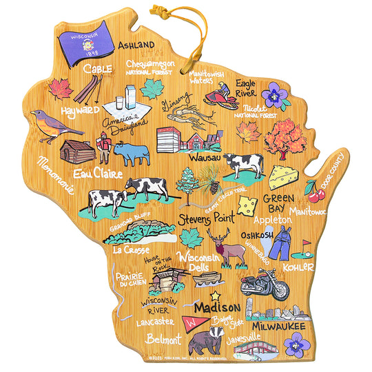 Wisconsin Cutting Board with Artwork by Fish Kiss™ banner